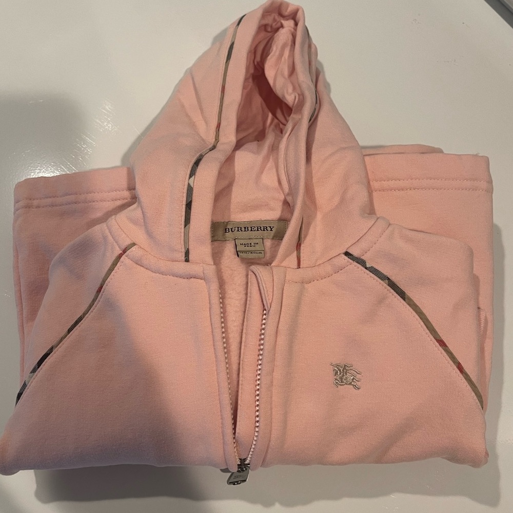Burberry pink jogging suit 12 mos